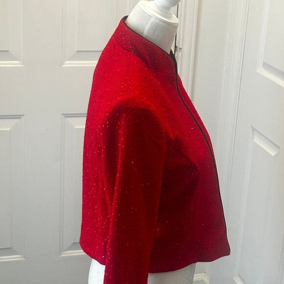 Vintage Jessica Howard Red Glitter Zip Jacket, Stand Collar, Sz 10 - Picture 9 of 15